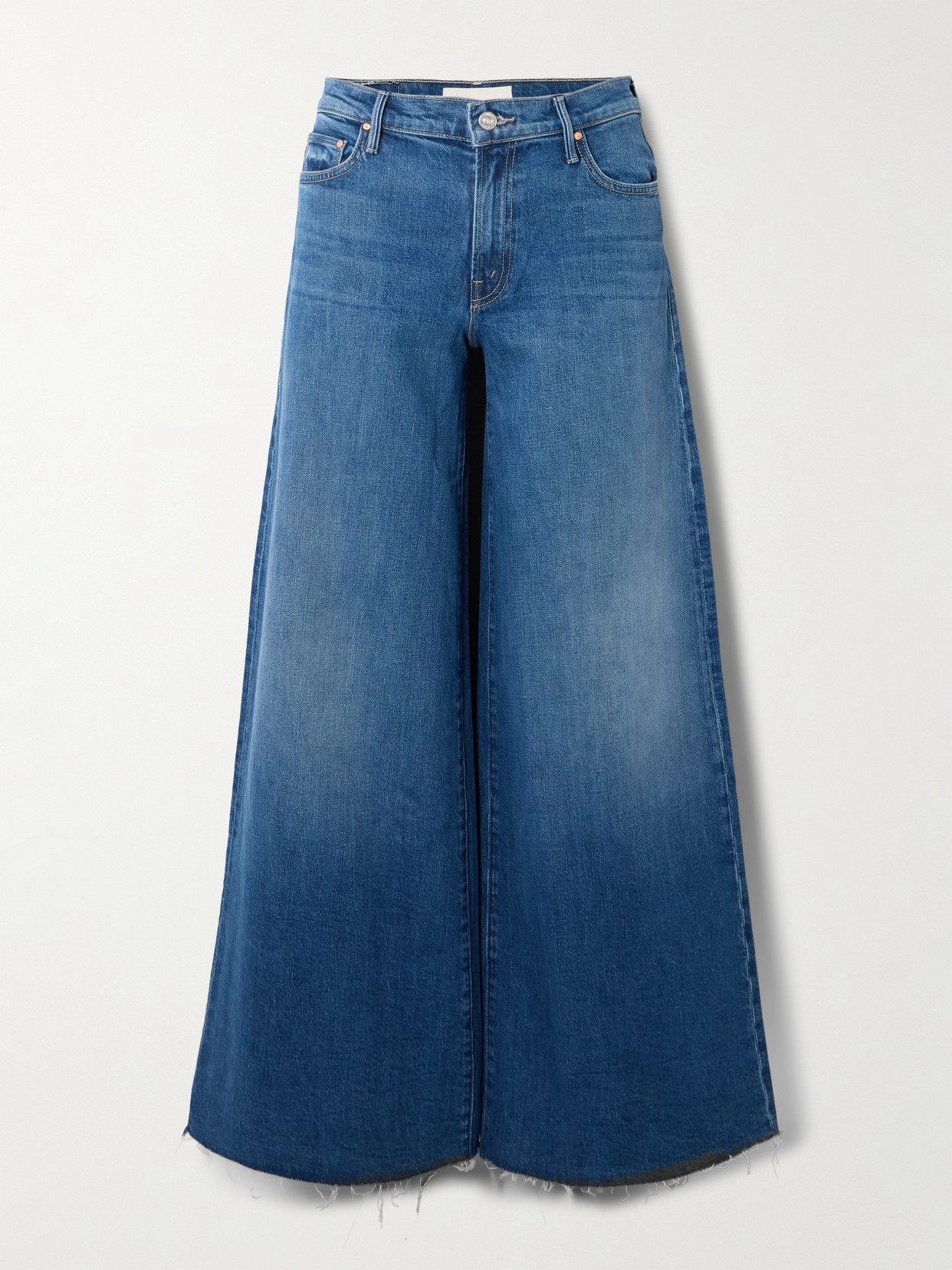 Mother - The Swisher Sneak Frayed Wide-leg Jeans - Blue