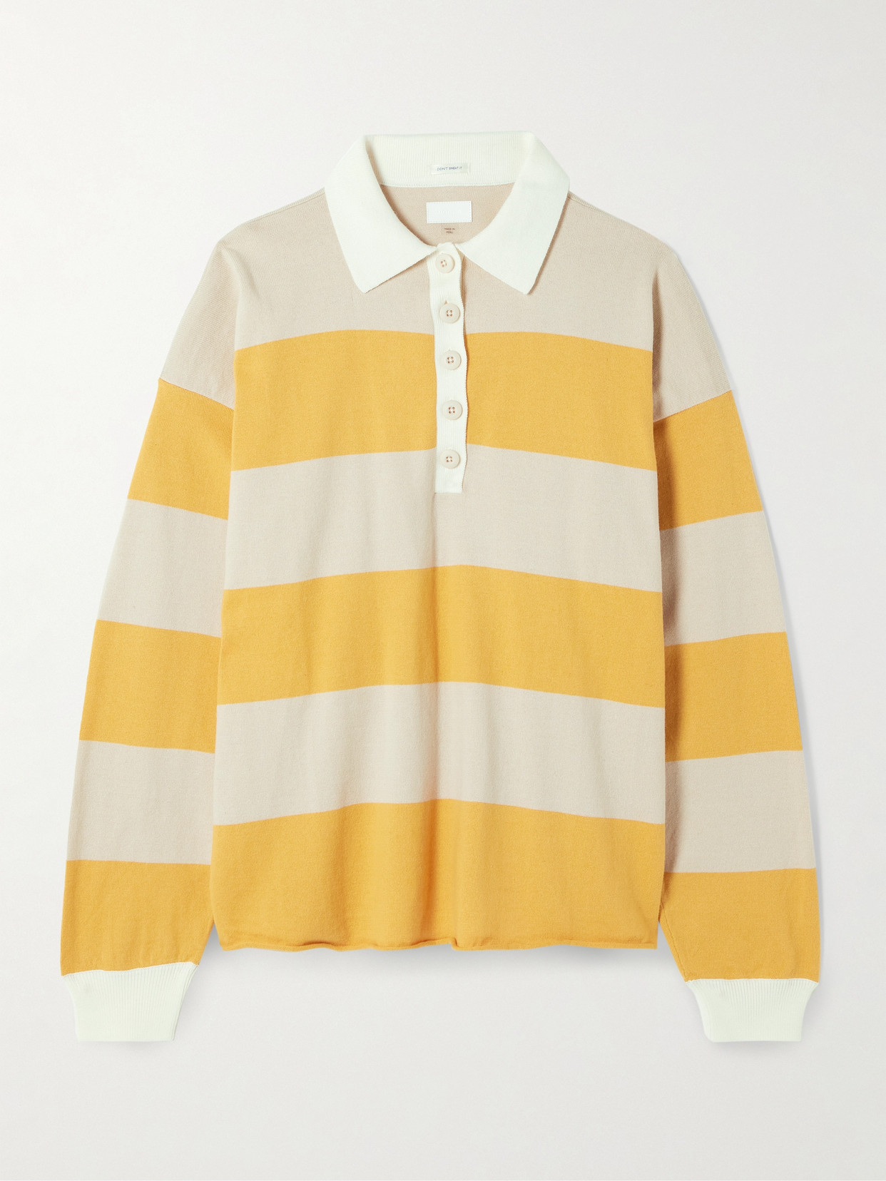 Mother - Penalty Kick Striped Cotton And Alpaca-blend Polo Shirt - Yellow