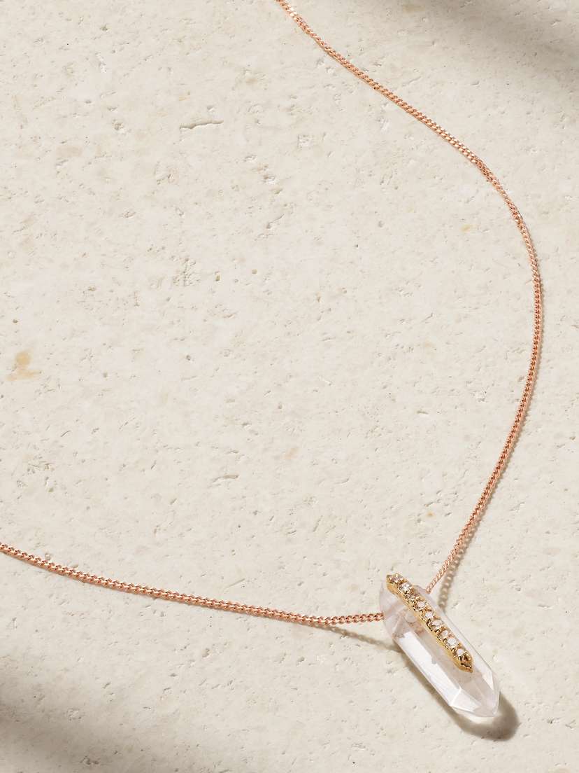 Pascale Monvoisin Moon N°1 14-karat Rose And Yellow Gold, Rock Crystal And Diamond Necklace