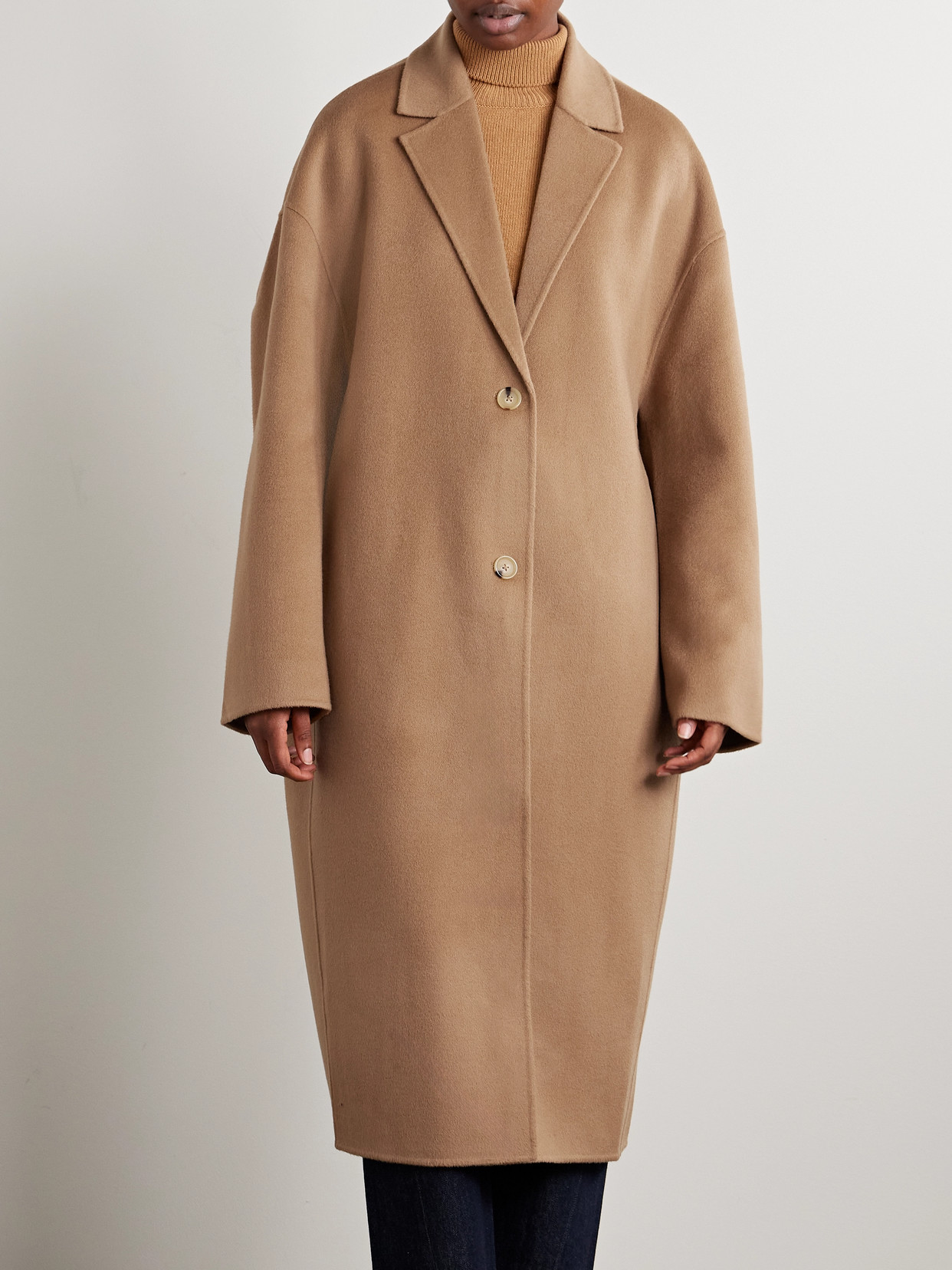 Totême Toteme Double Face Wool Cocoon Coat In Brown