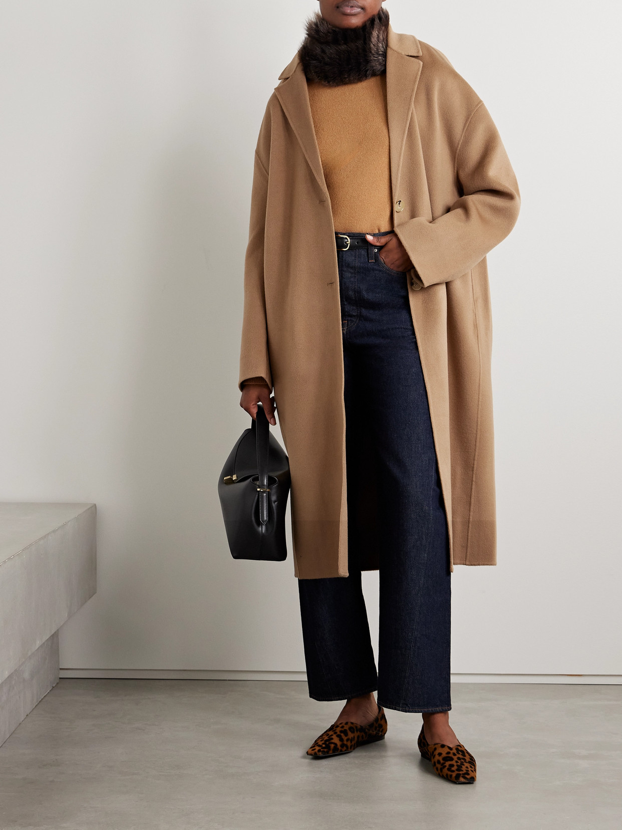 Totême Toteme Double Face Wool Cocoon Coat In Brown