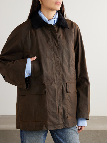TOTEME Oversized corduroy-trimmed waxed organic cotton jacket