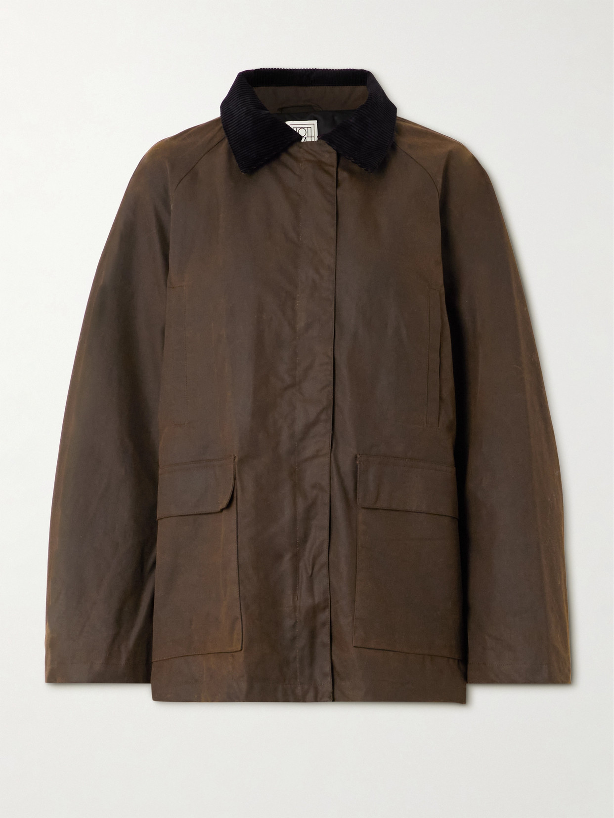 TOTEME - Oversized Corduroy-trimmed Waxed Organic Cotton Jacket - Brown