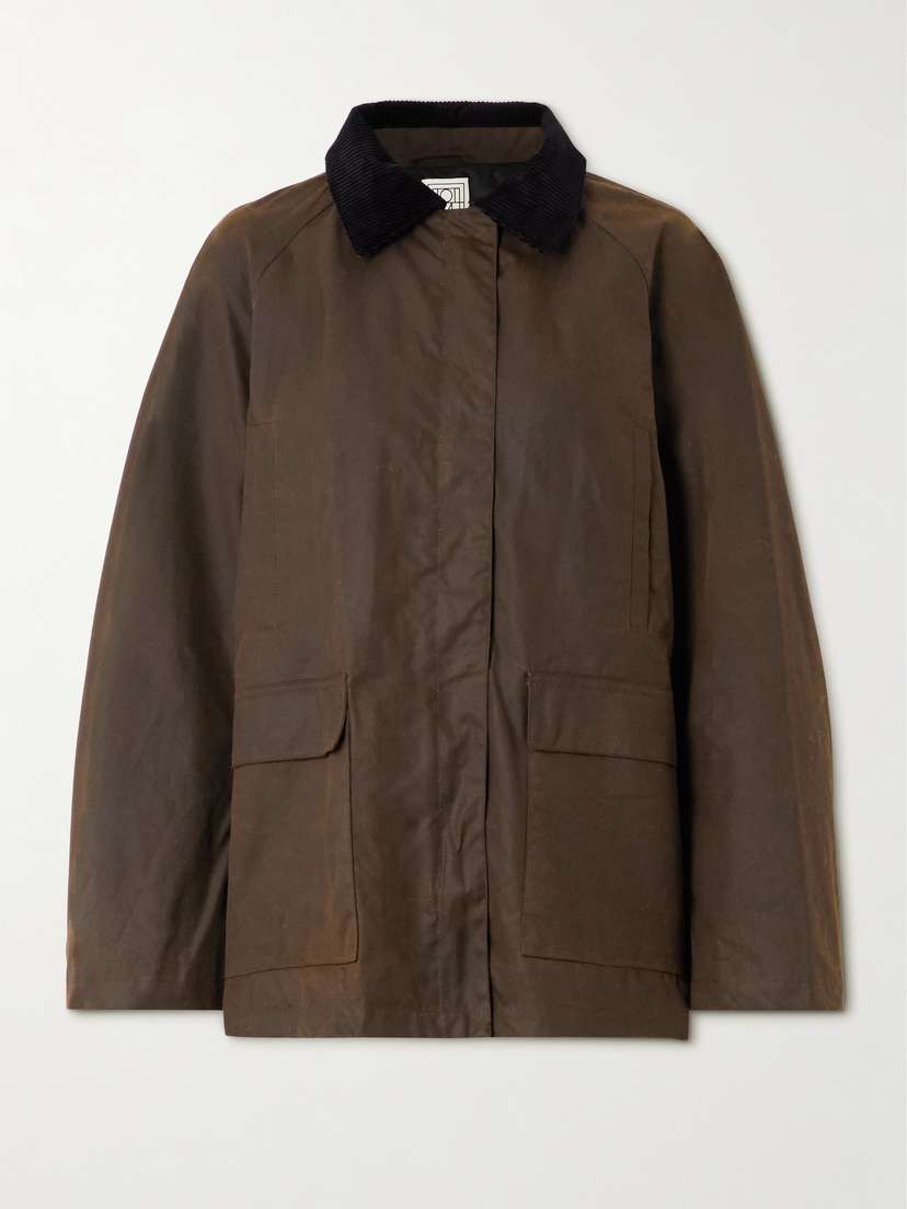 TOTEME Oversized Corduroy-trimmed Waxed Organic Cotton Jacket