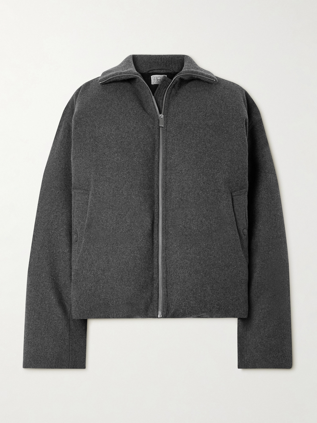 TOTEME - Padded Mélange Wool-blend Flannel Jacket - Gray