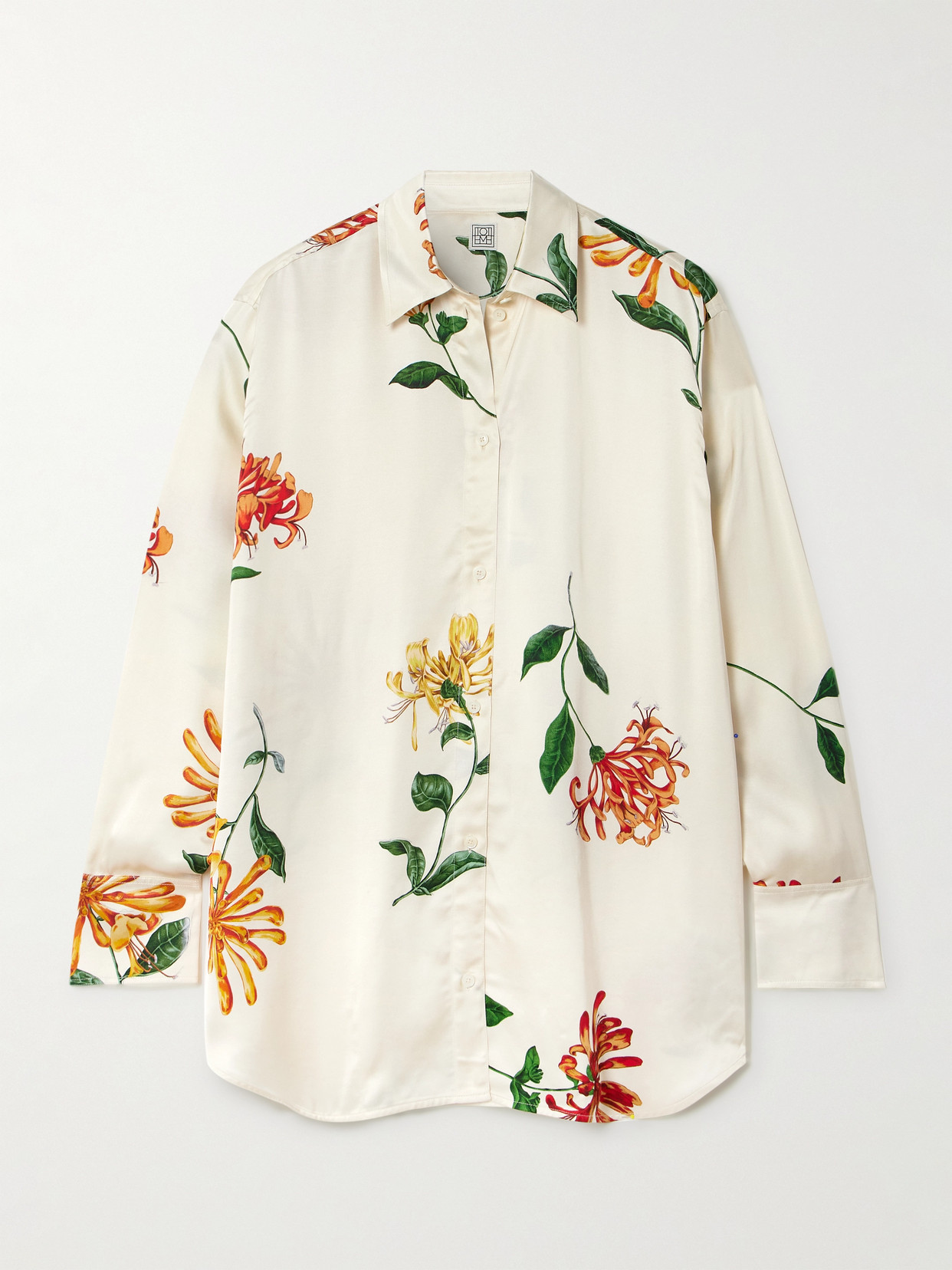 TOTEME - Floral-print Satin Shirt - Cream