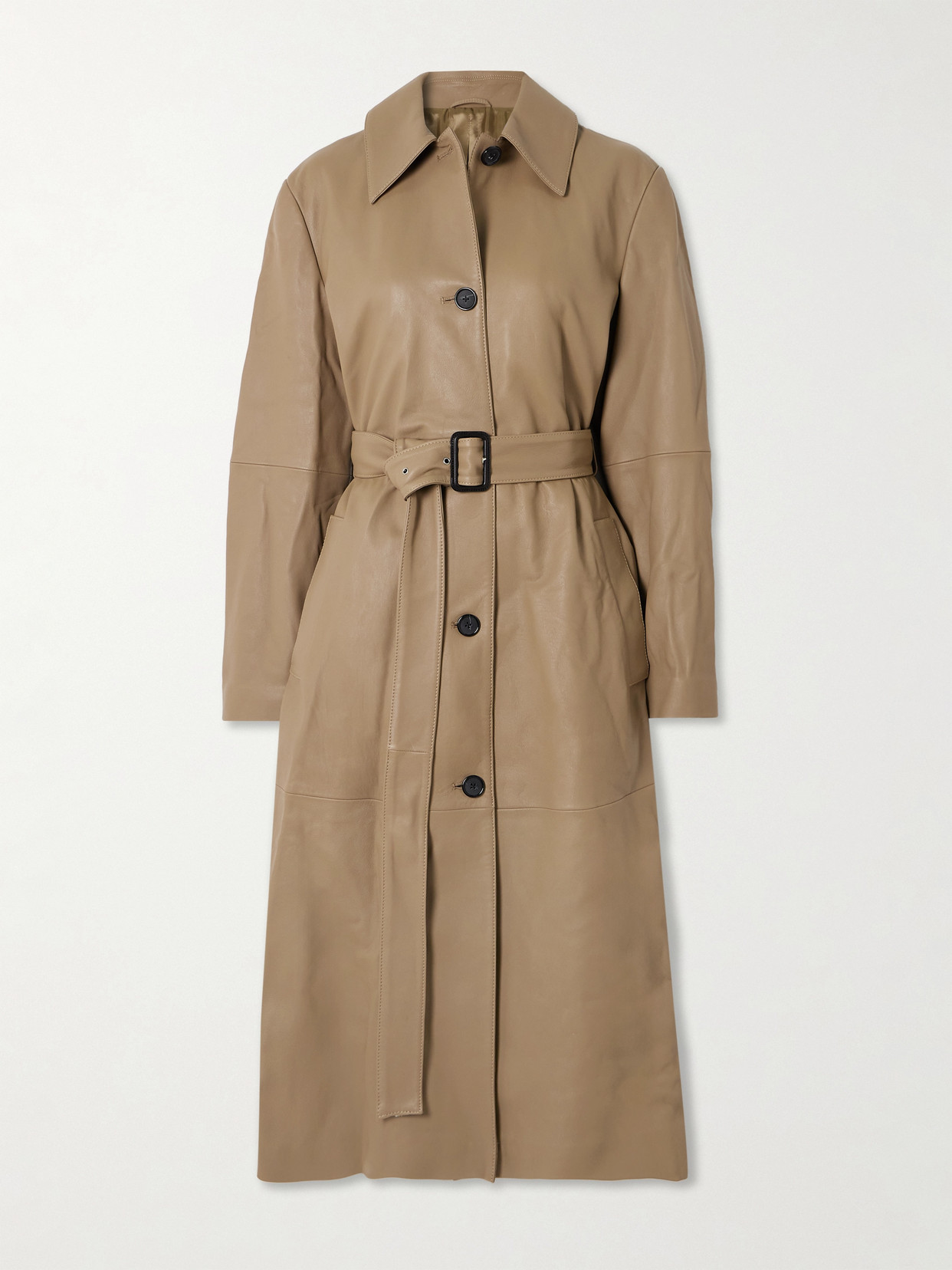 TOTEME - Belted Leather Trench Coat - Neutrals