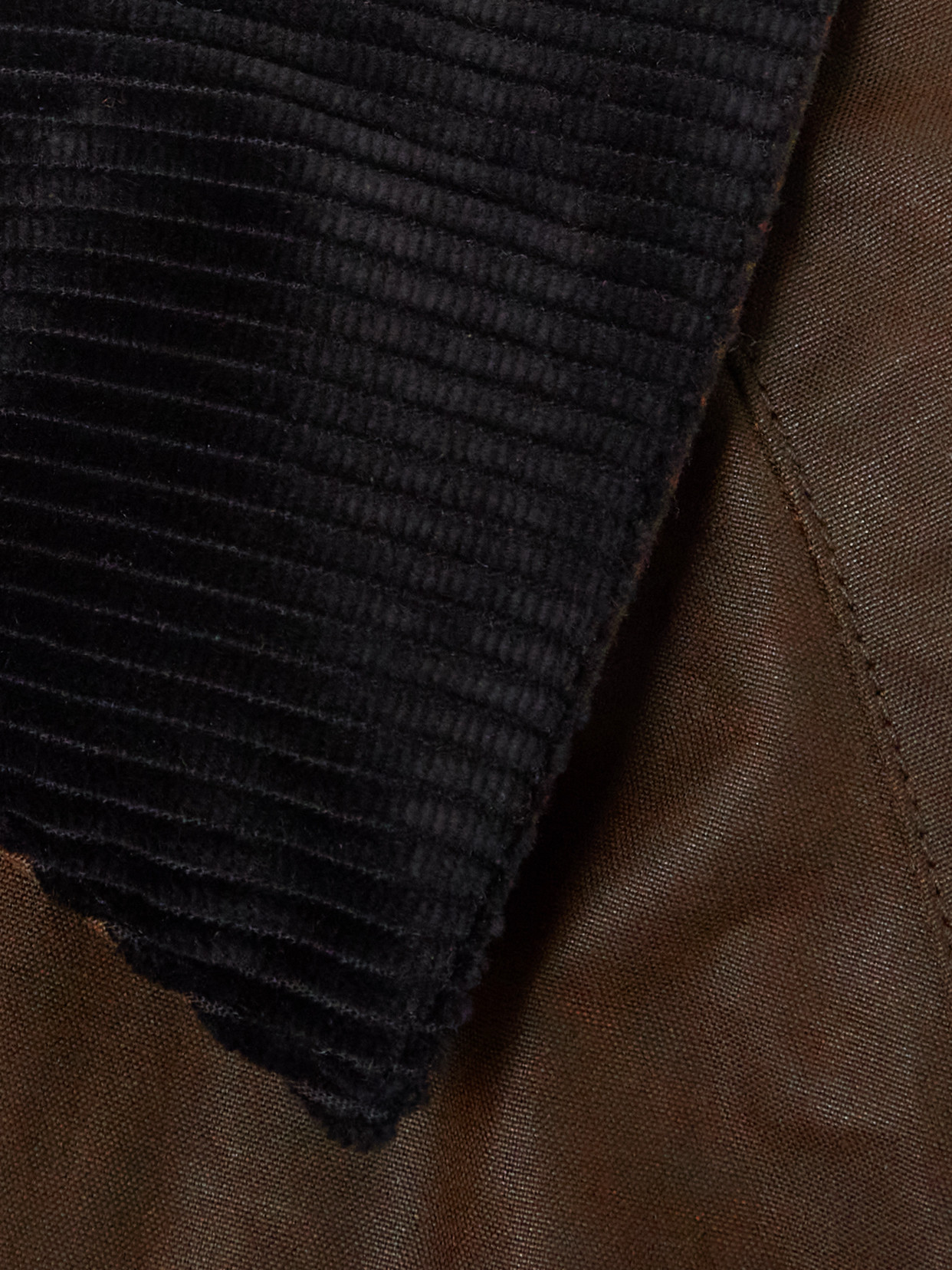 Totême Corduroy-trimmed Waxed Organic Cotton Coat In Brown