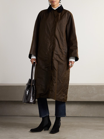 TOTEME Corduroy-trimmed waxed organic cotton coat
