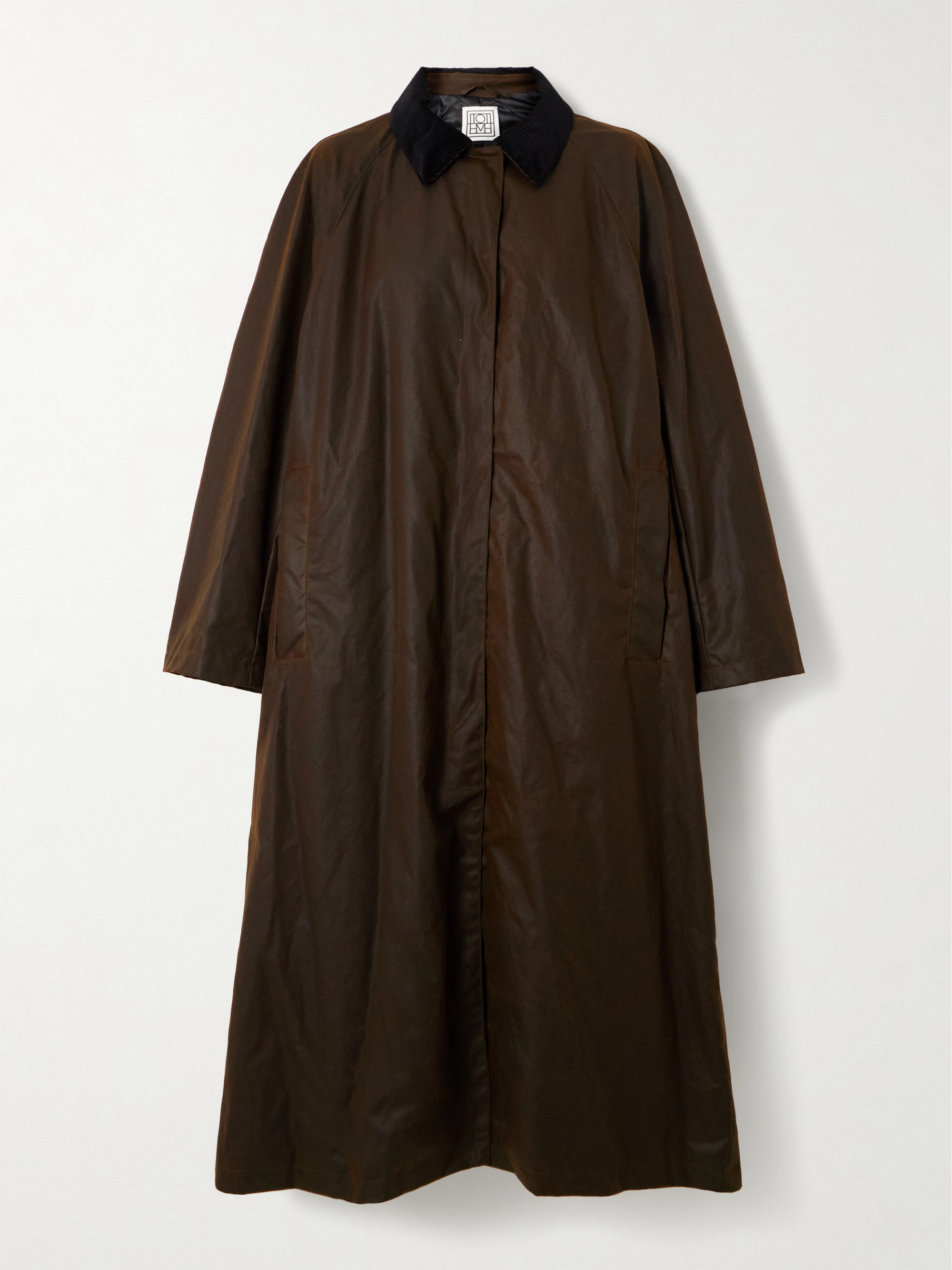 TOTEME Corduroy-trimmed waxed organic cotton coat