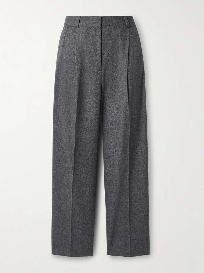 Toteme — Pleated wool-blend felt wide-leg pants