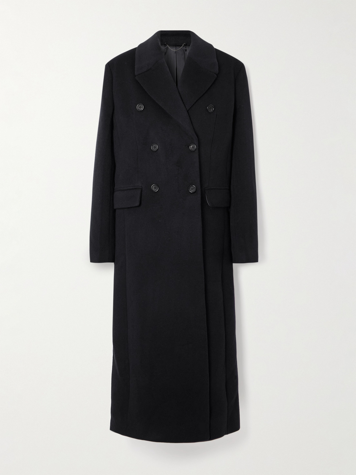 Totême Double-breasted Wool-blend Coat In Black