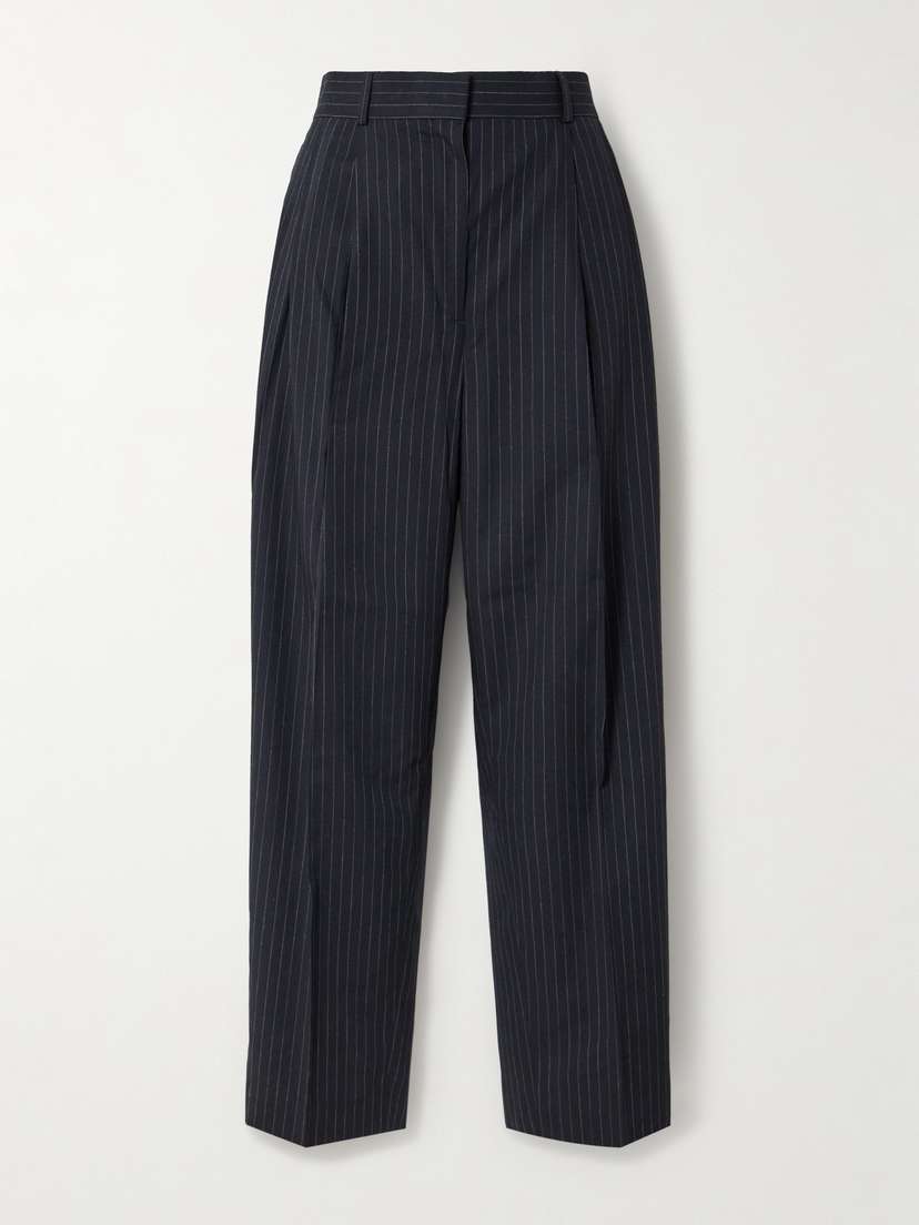TOTEME Pleated Pinstriped Wool-blend Tapered Pants