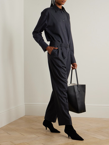 TOTEME Pleated pinstriped wool-blend tapered pants