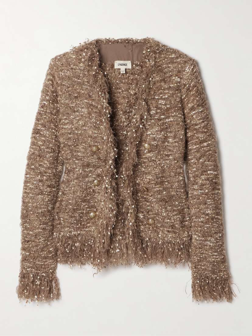L'Agence Azure Tweed Cardigan