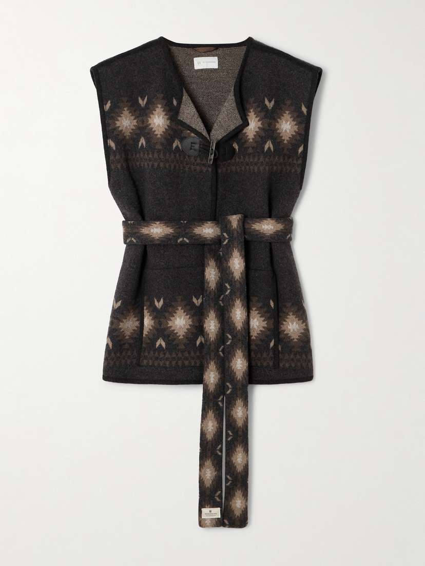 We Norwegians Hovden Belted Leather-trimmed Wool Vest