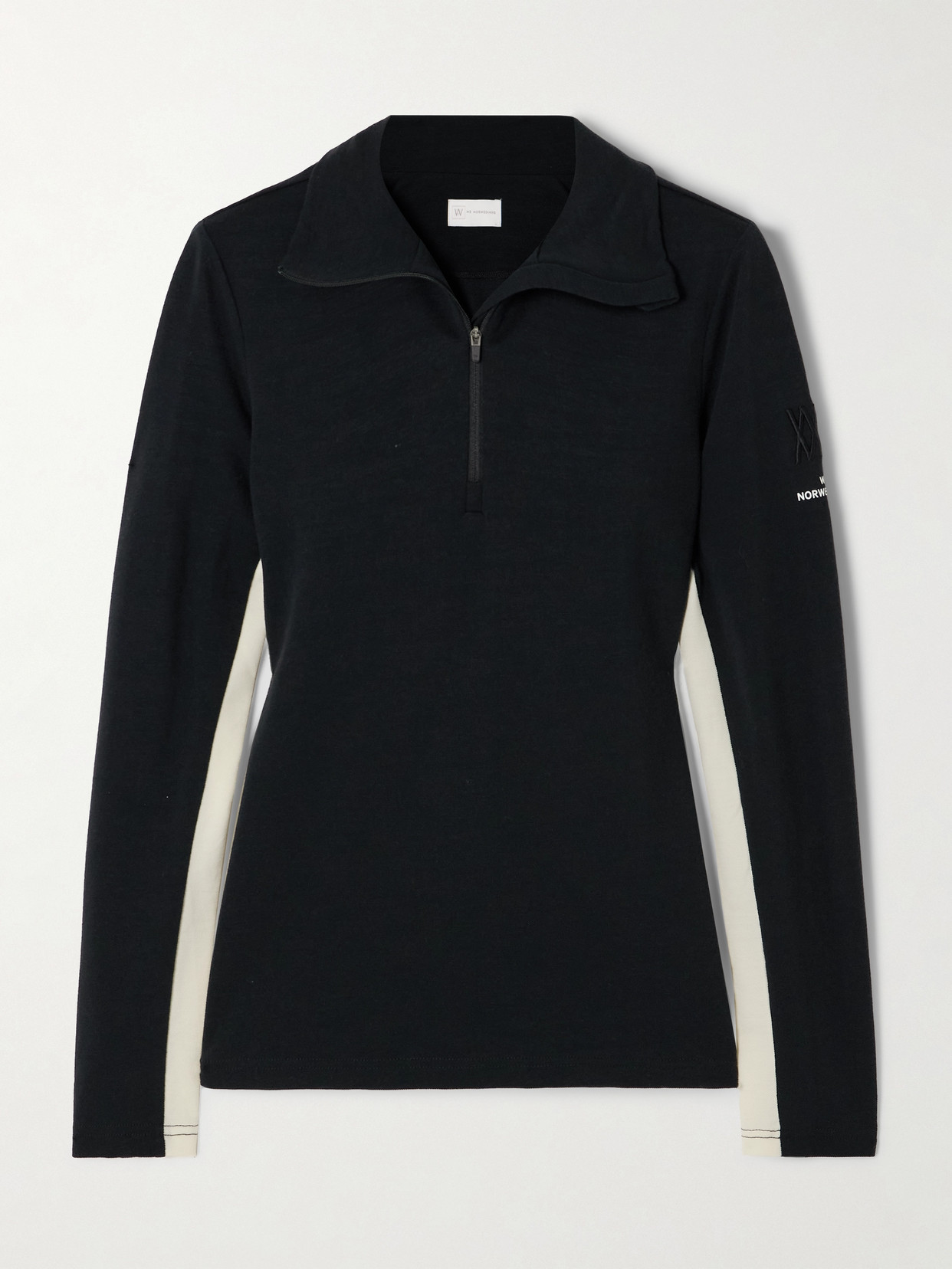 We Norwegians Voss Merino Wool-blend Piqué Ski Top In Black