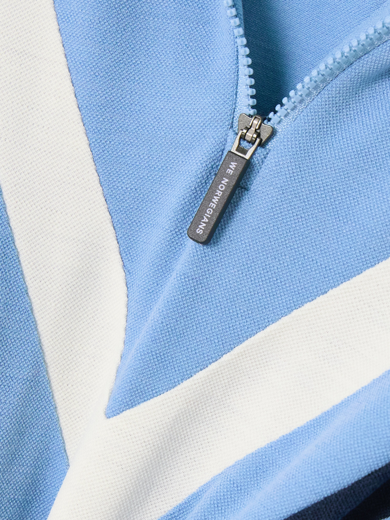 We Norwegians Voss Striped Merino Wool-blend Piqué Ski Top In Blue