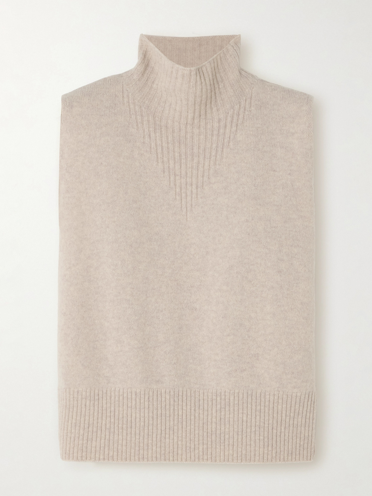We Norwegians Geilo Ribbed Merino Wool Turtleneck Vest In Neutrals