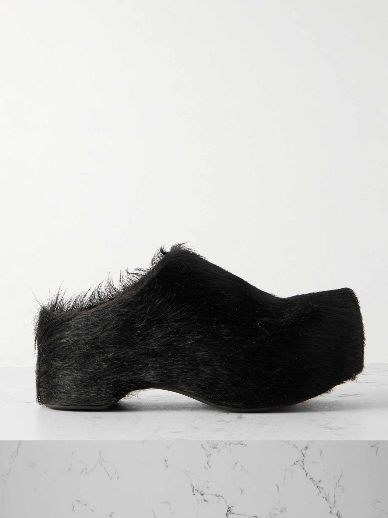 Marni - Sabot Calf Hair Platform Clogs - Black