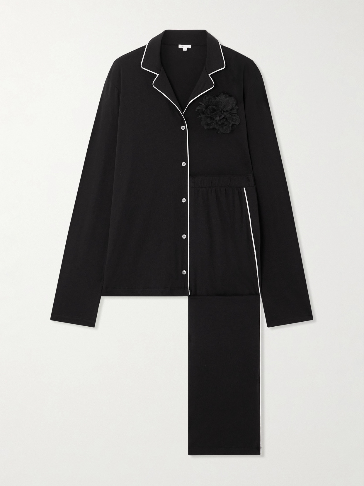 Skin Cayla Organic Pima Cotton-jersey Pyjama Set In Black