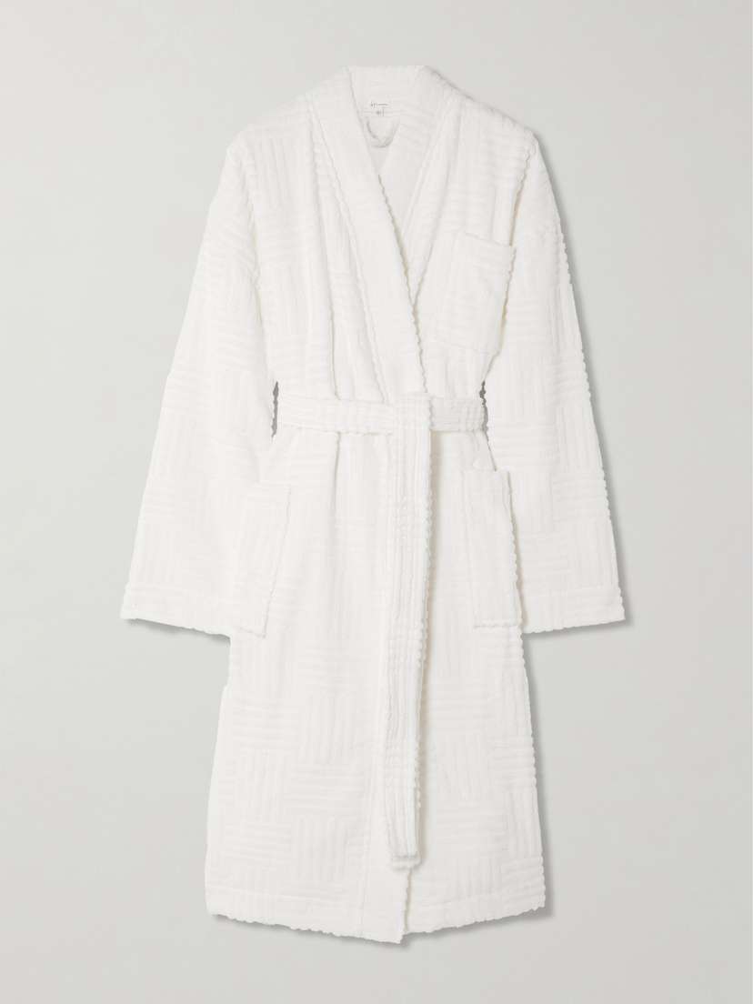 Skin Serenity Belted Organic Cotton-jacquard Robe