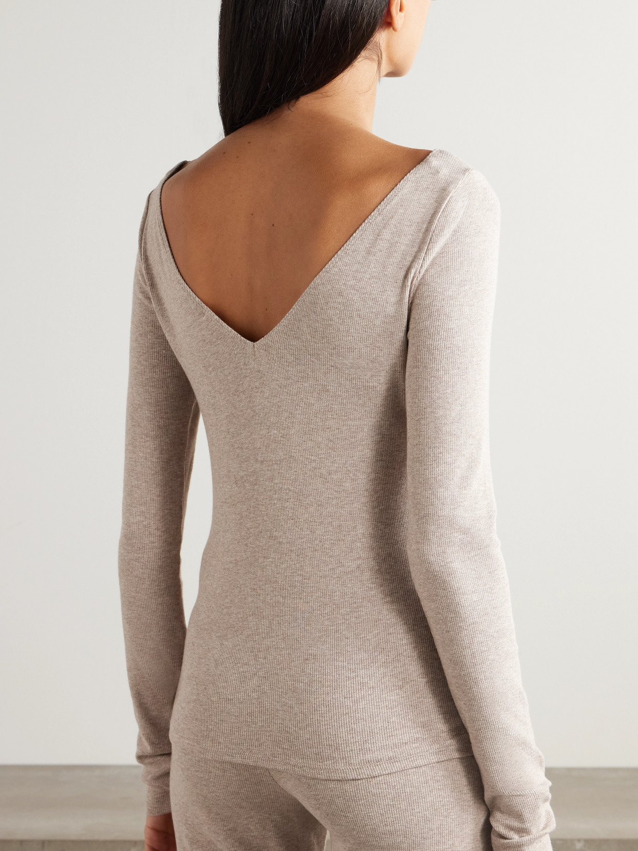 Skin Ribbed Stretch-jersey Top In Neutrals