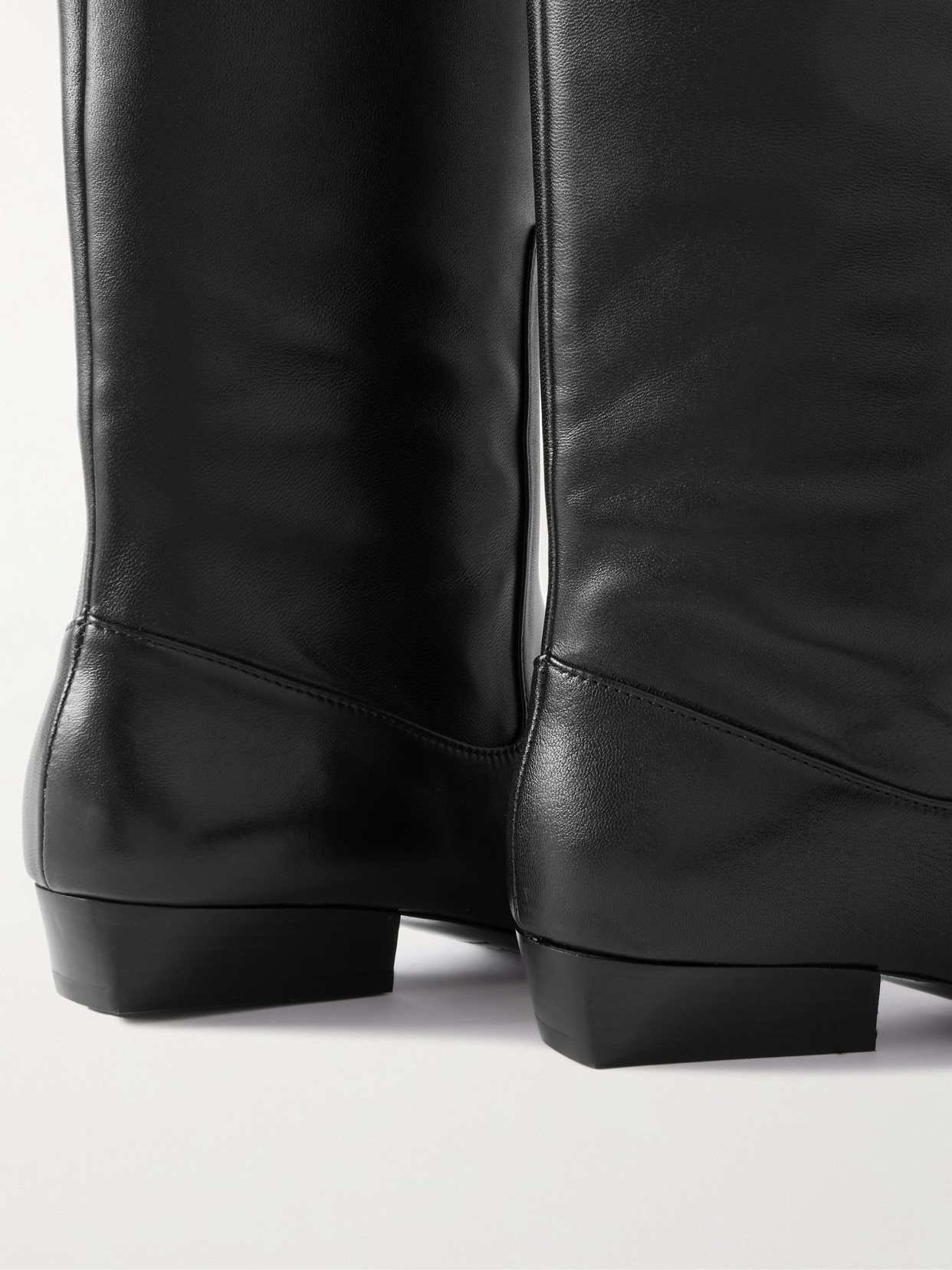 Staud Wally Leather Flat Knee-high Boots In Black