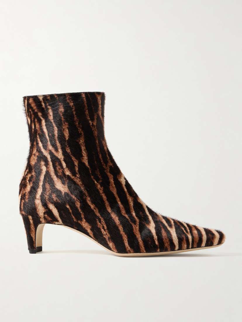 Staud Wally Leopard-print Calf Hair Ankle Boots