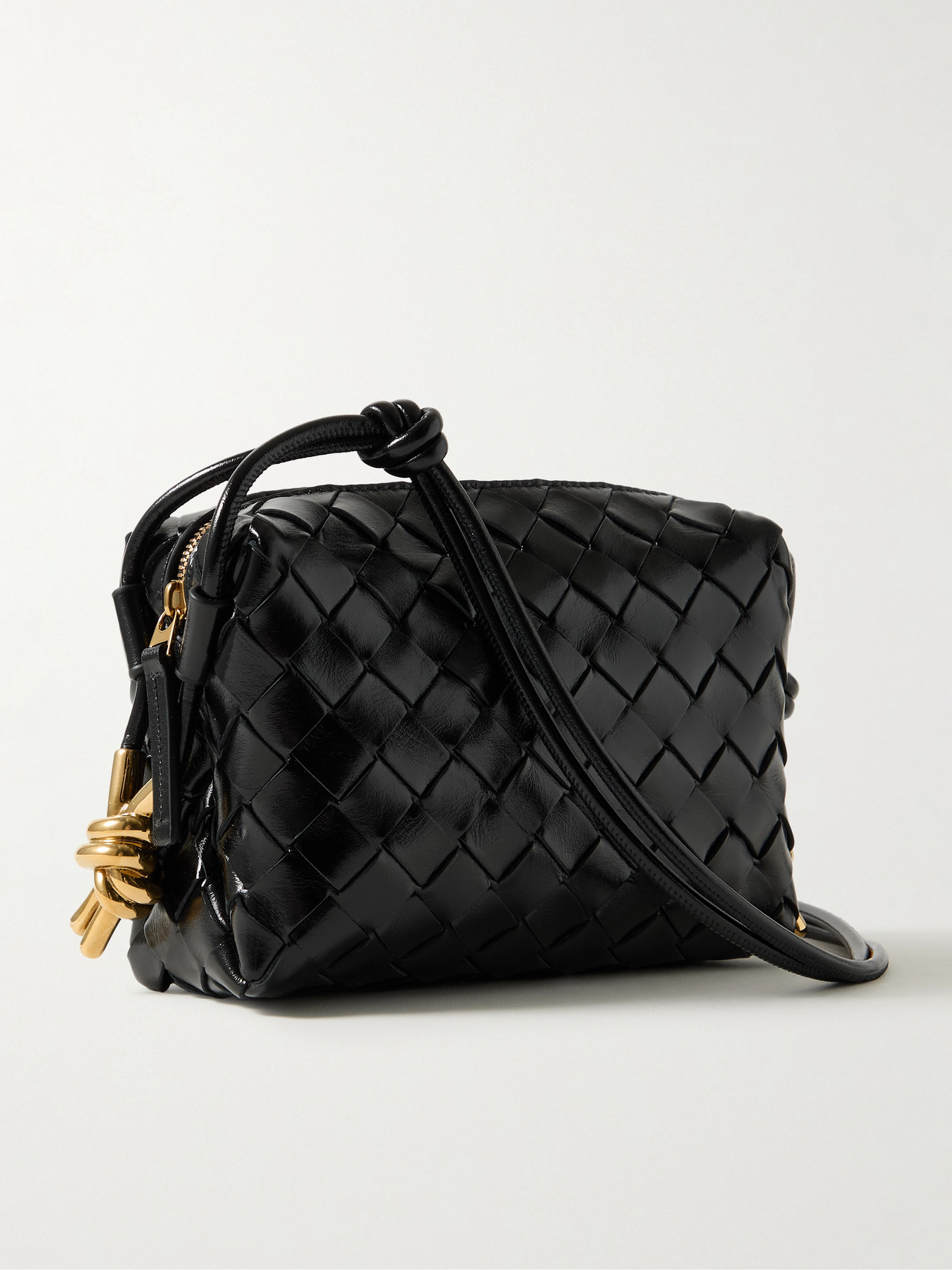 Bottega Veneta Loop Intrecciato Shoulder Bag Female Black