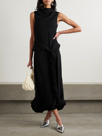 Jw Anderson Twisted gathered crepe de chine maxi dress