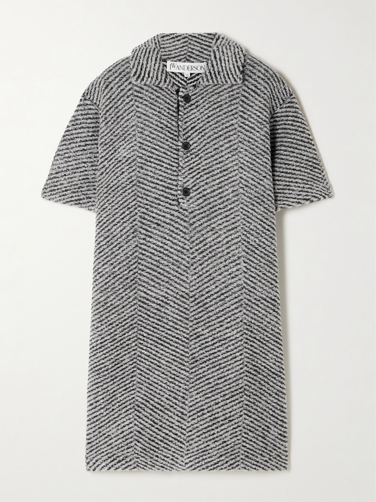 JW Anderson - Striped Wool-blend Jacquard Mini Dress - Gray