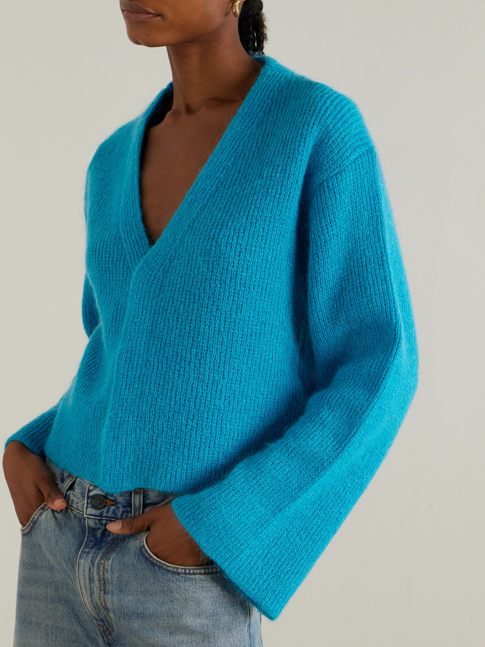 Jw Anderson - Leather-trimmed ribbed-knit cardigan | Plush