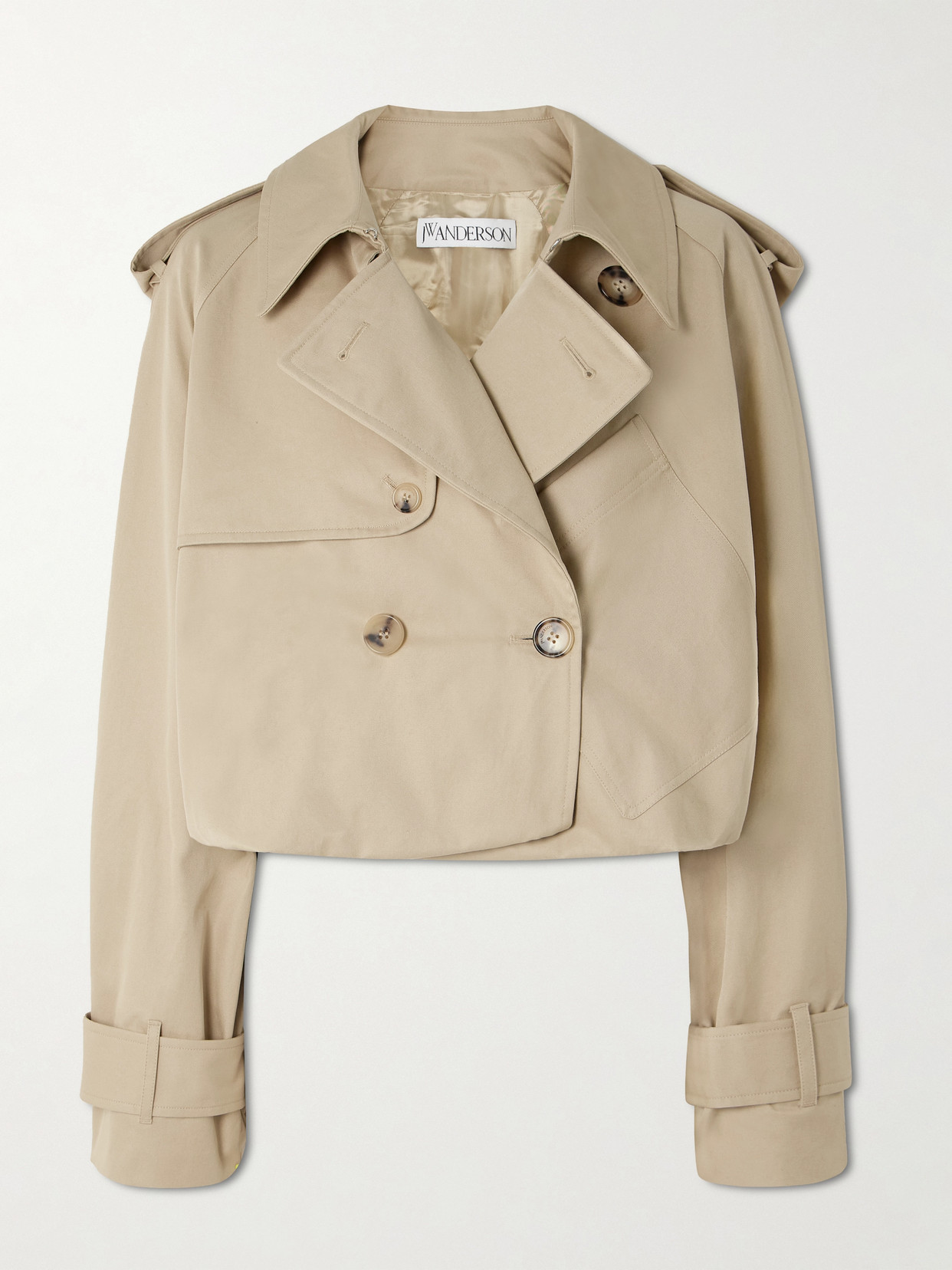 JW Anderson - Oversized Cropped Cotton-gabardine Trench Coat - Neutrals
