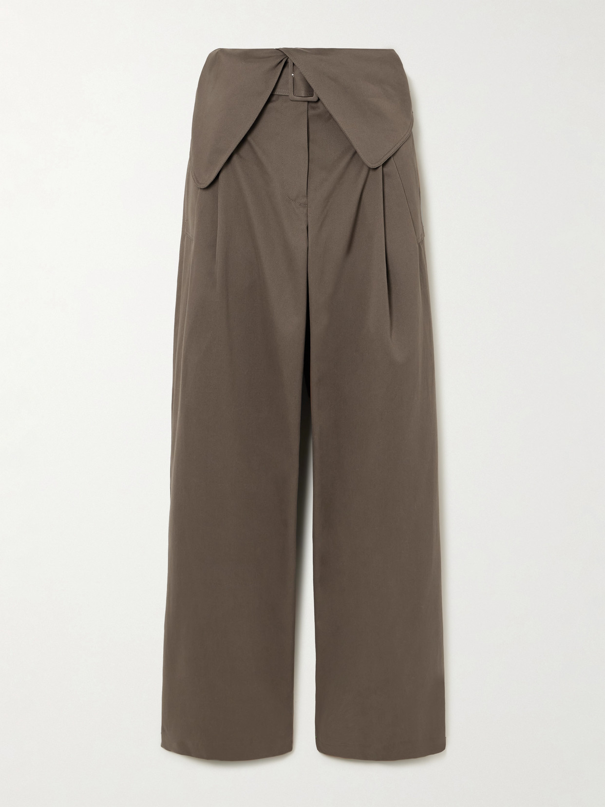 Jw Anderson Layered Cotton-gabardine Wide-leg Pants In Brown