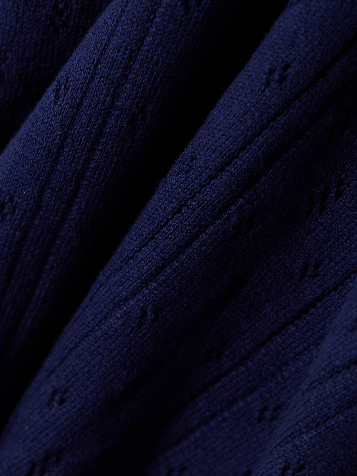 Jw Anderson Bow-detailed Pointelle-knit Cotton And Cashmere-blend Top In Blue
