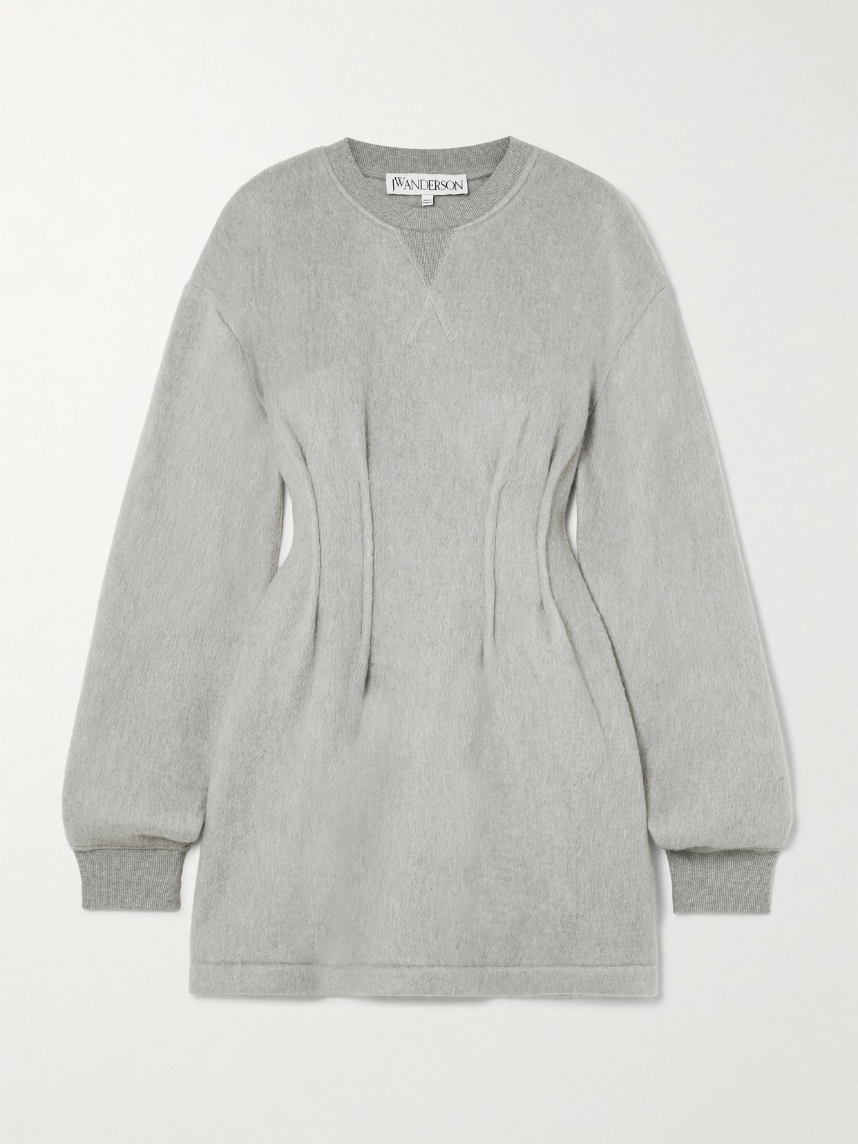 JW Anderson - Pintucked Brushed-jersey Mini Dress - Gray