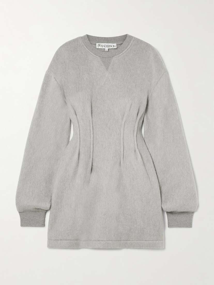 JW Anderson Pintucked Brushed-jersey Mini Dress