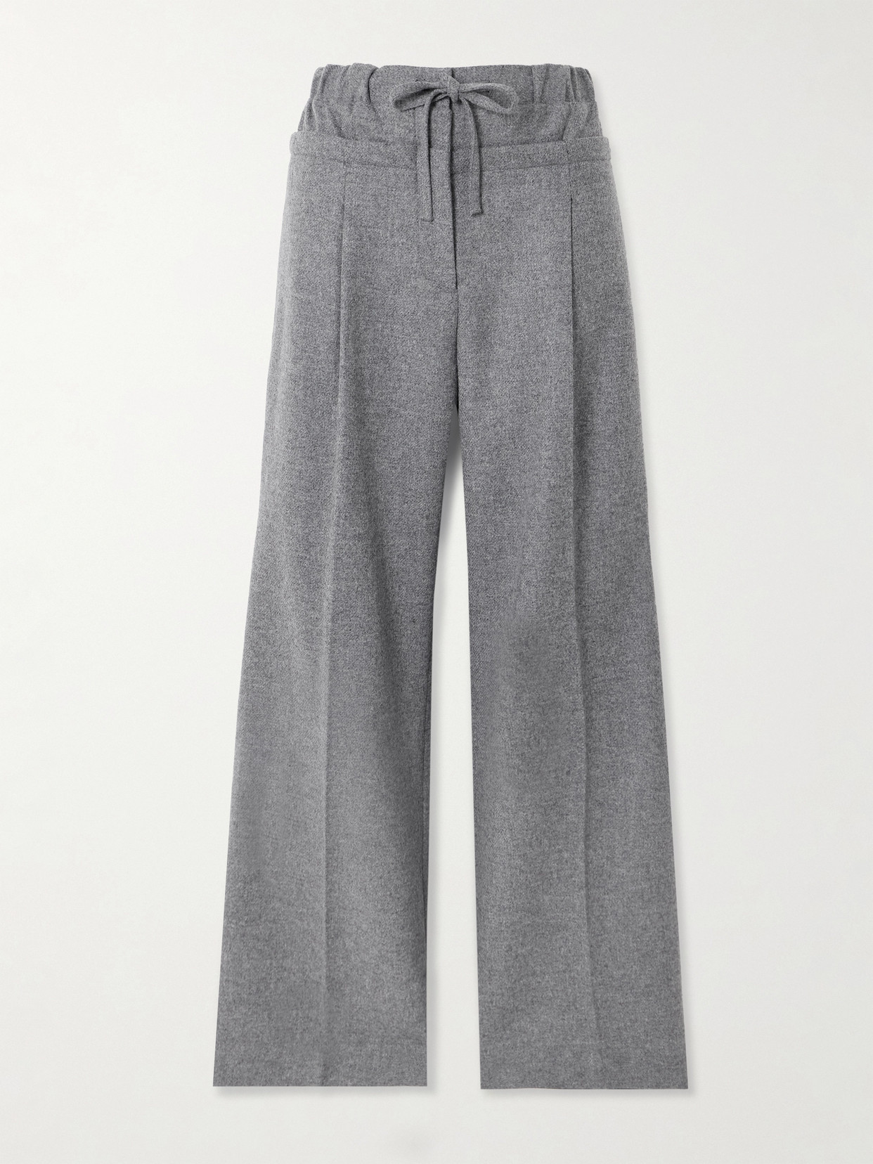 JW Anderson - Layered Pleated Wool-flannel Pants - Gray