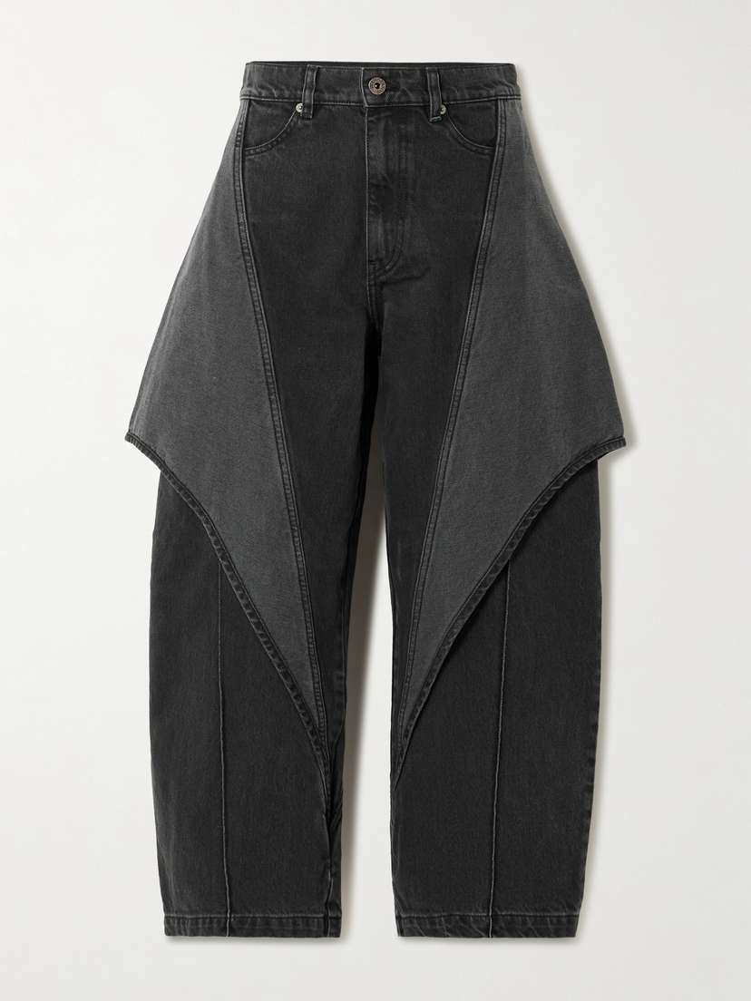 JW Anderson Cropped Layered High-rise Wide-leg Jeans