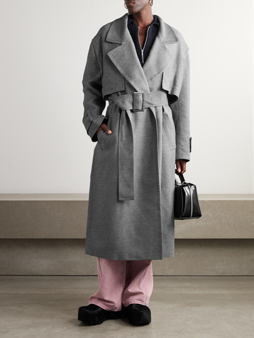 Jw Anderson Double-breasted belted crepe coat