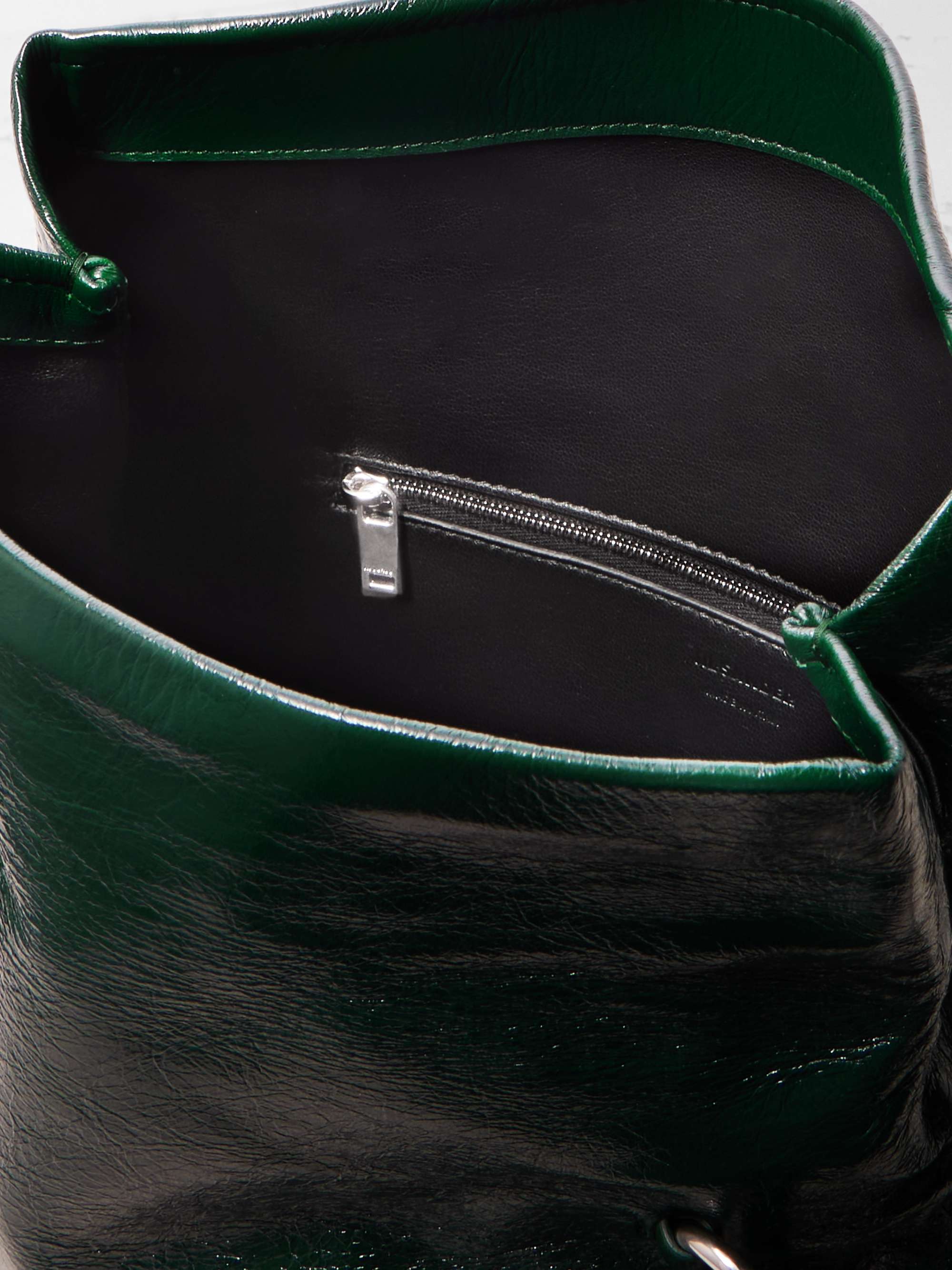 JIL SANDER Rollup small glossed crinkledleather shoulder bag NETA