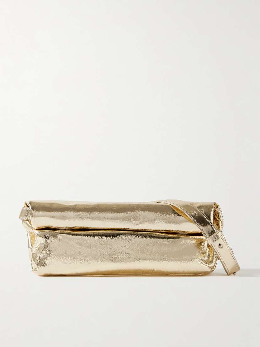 Jil Sander Metallic Crinkled-leather Shoulder Bag