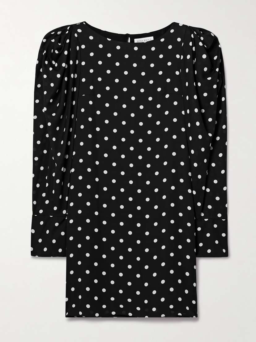 Nina Ricci Polka-dot Recycled-crepe De Chine Mini Dress