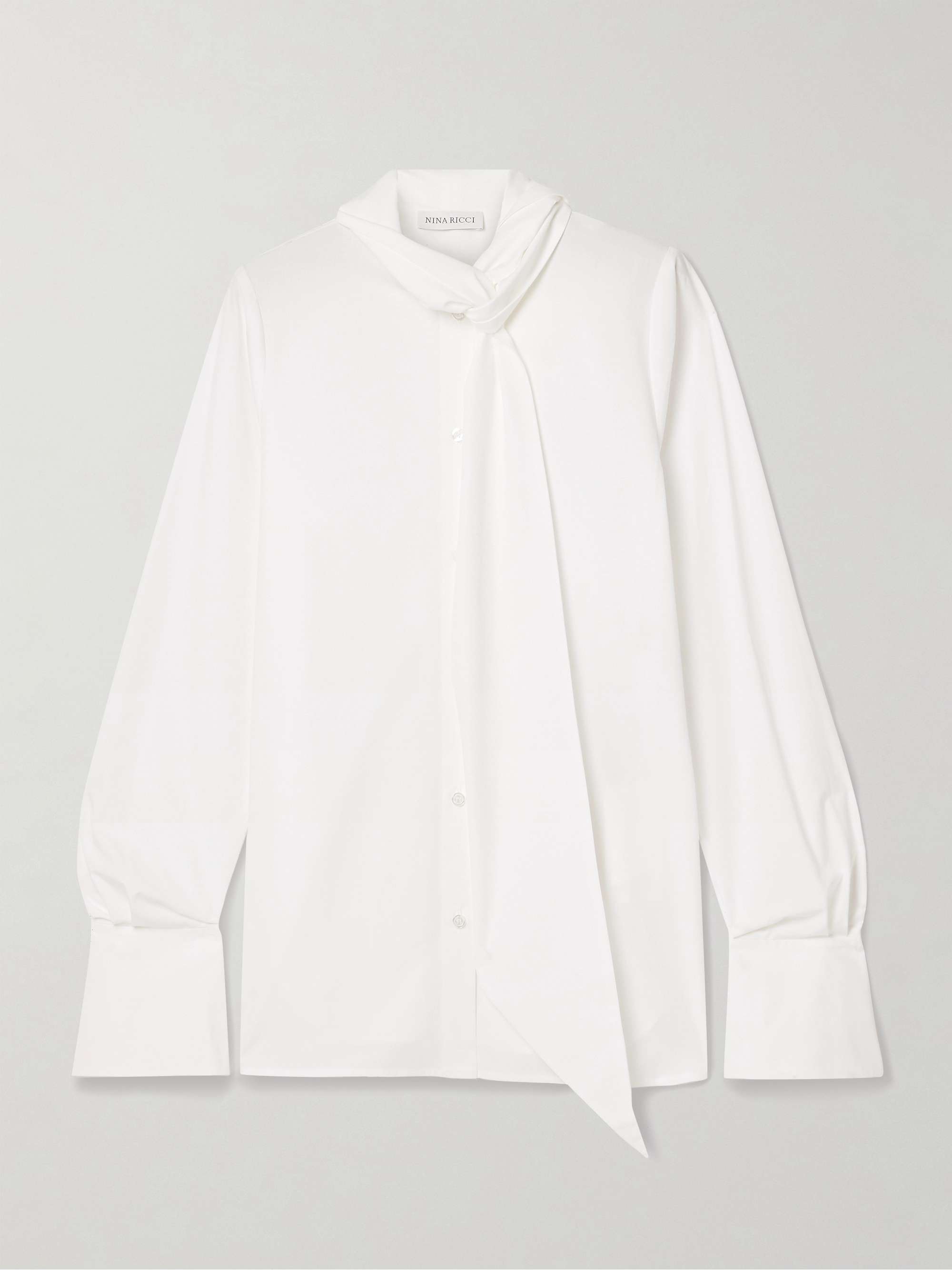 White Tie-neck cotton-poplin shirt | NINA RICCI | NET-A-PORTER 