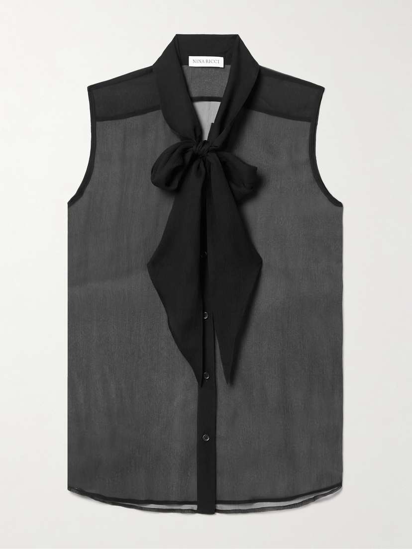 Nina Ricci Pussy-bow Silk-crepon Blouse