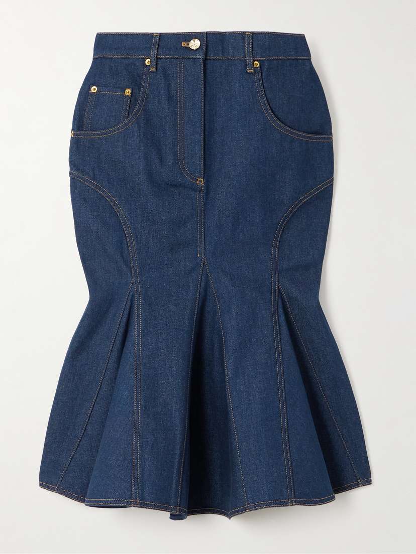 Nina Ricci Godet Denim Midi Skirt
