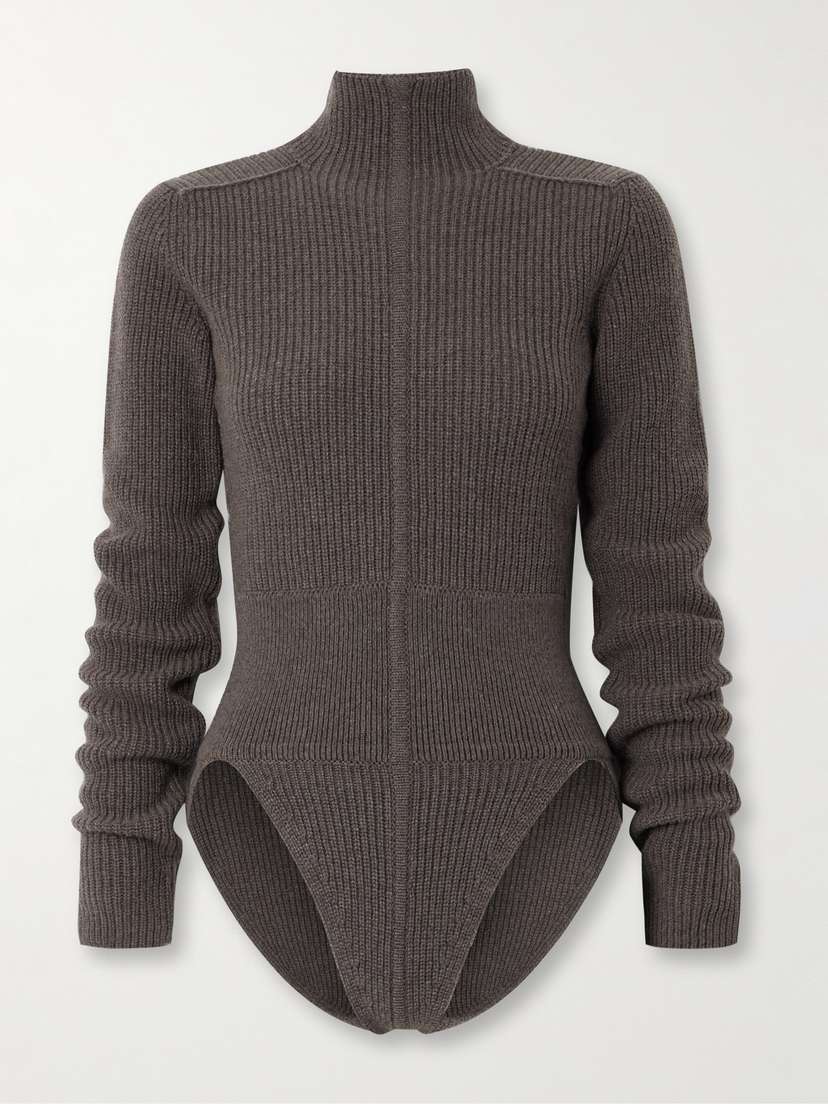 Rick Owens Headon Knitted Cashmere And Wool-blend Turtleneck Bodysuit