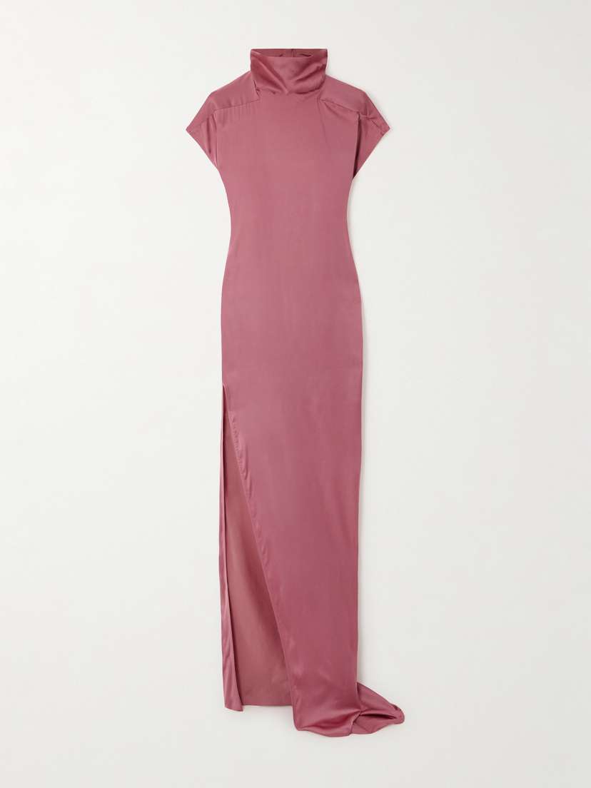 Rick Owens Edfu Turtleneck Charmeuse Maxi Dress