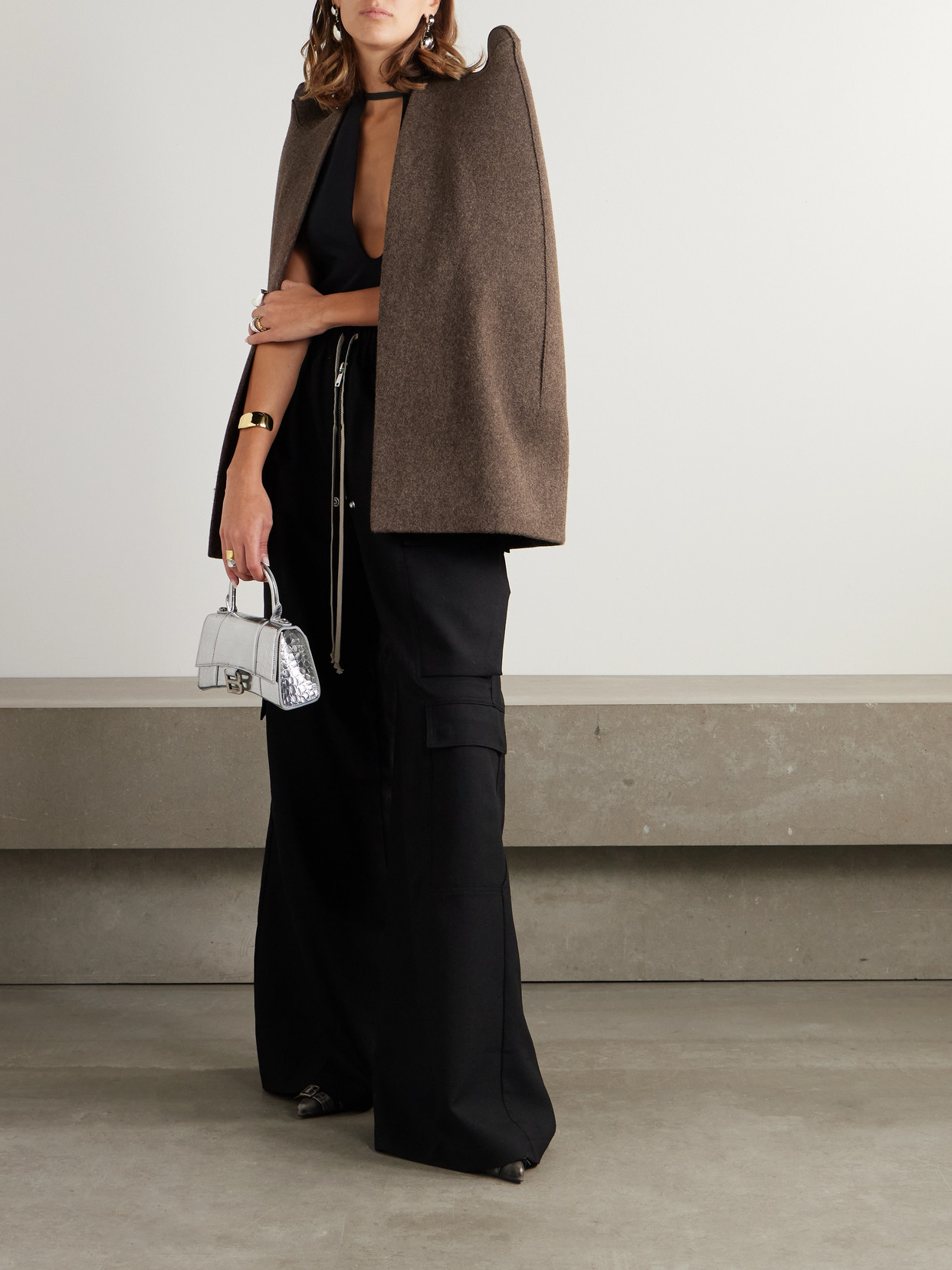 Rick Owens Wool-felt Cape In Brown